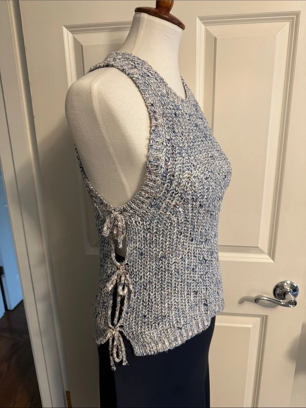 Splendid Knit Sleeveless Tank Top in Light Blue and Cream - NWOT